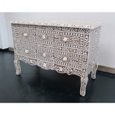 Maaya Bone Inlay Console Sideboard Brown and White Floral